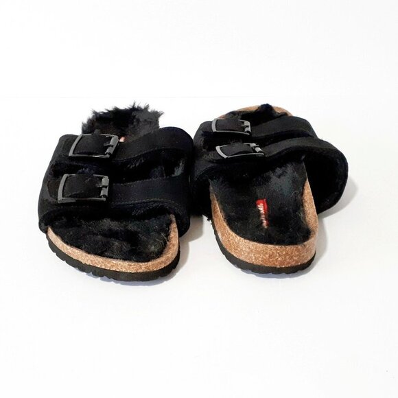 NWOT Unionbay black faux fur faux suede sandals - Picture 5 of 15